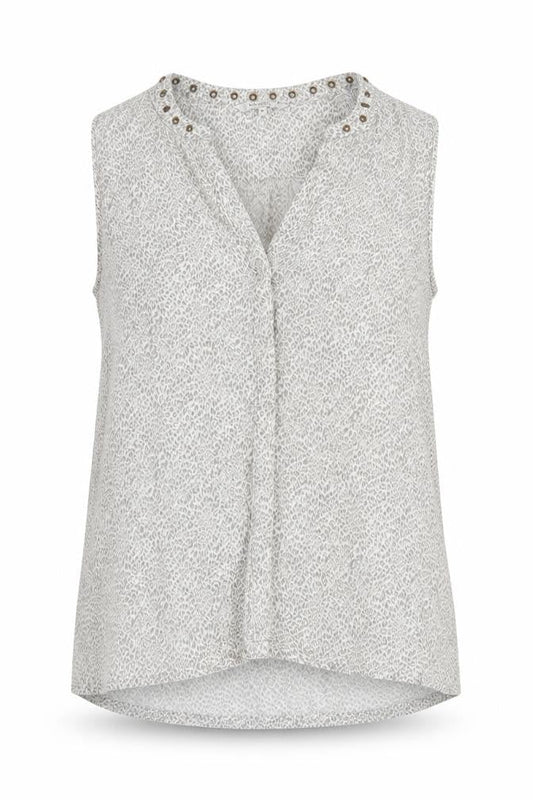Sandwich Womens Grey Animal Print Viscose Basic Button-Up Size 8 V-Neck