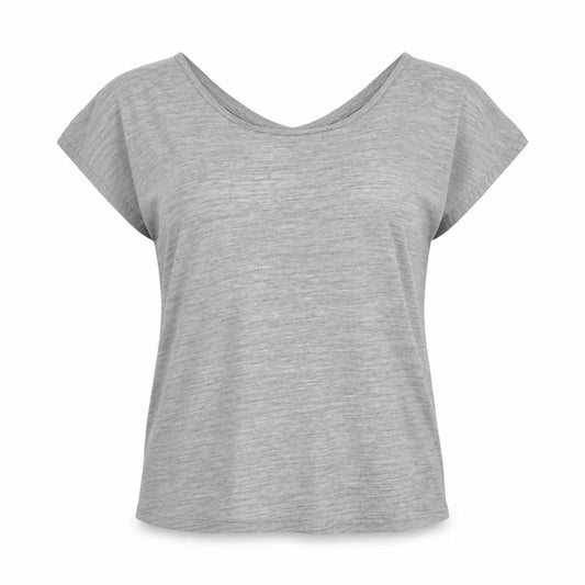 Matalan Womens Grey Striped Polyester Basic T-Shirt Size M Round Neck