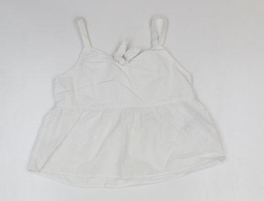 NEXT Girls White 100% Cotton Basic Tank Size 9 Years Square Neck Pullover