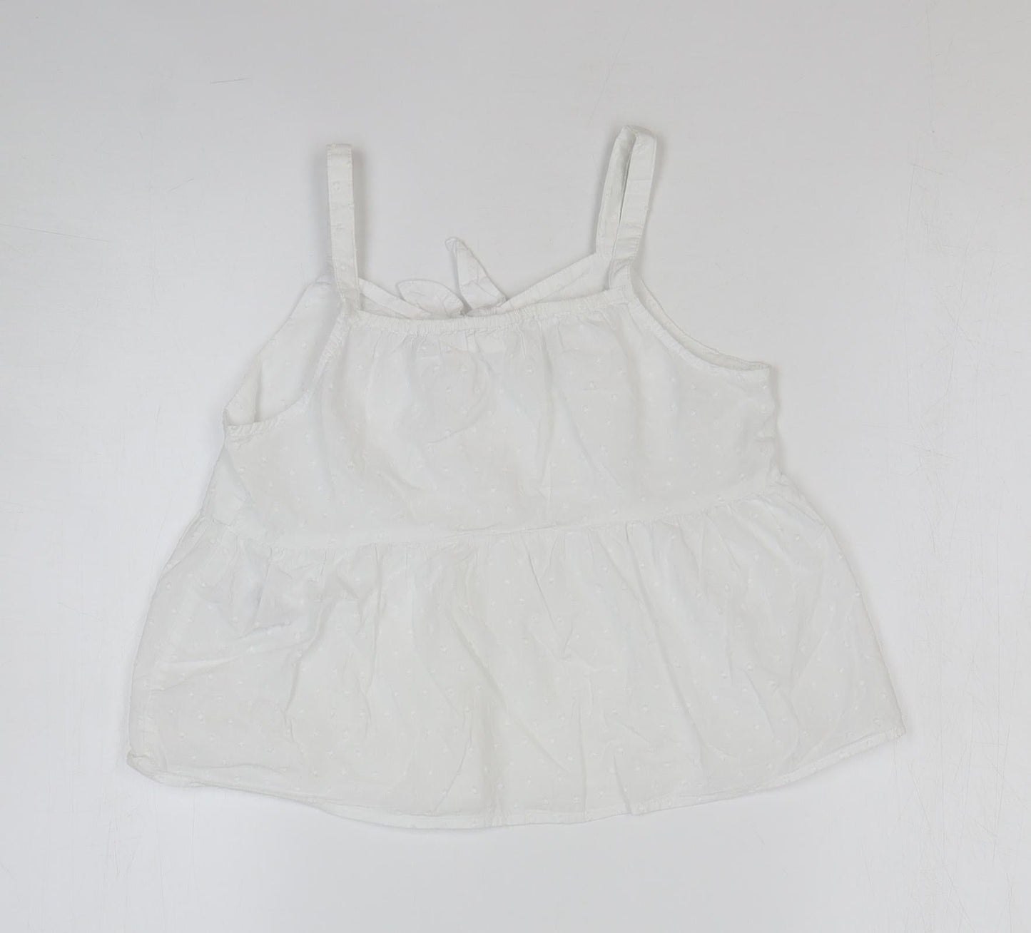 NEXT Girls White 100% Cotton Basic Tank Size 9 Years Square Neck Pullover