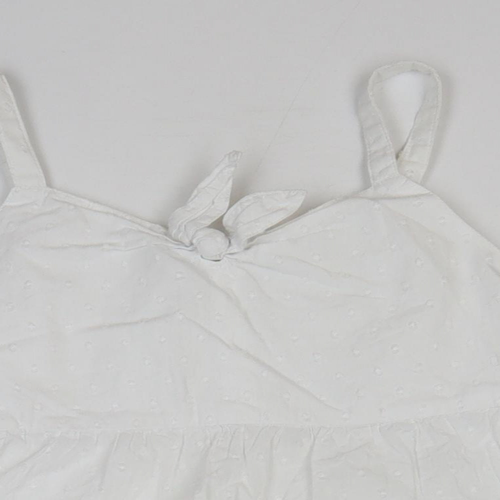 NEXT Girls White 100% Cotton Basic Tank Size 9 Years Square Neck Pullover