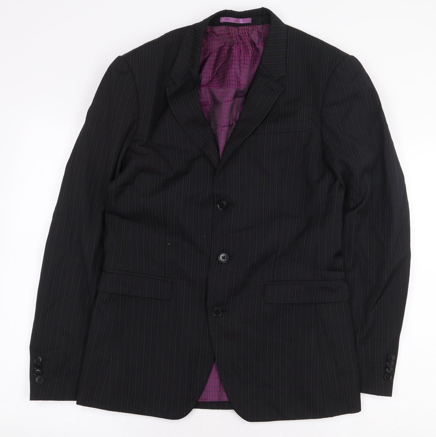 NEXT Mens Black Striped Wool Jacket Blazer Size 36