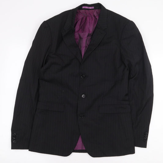 NEXT Mens Black Striped Wool Jacket Blazer Size 36
