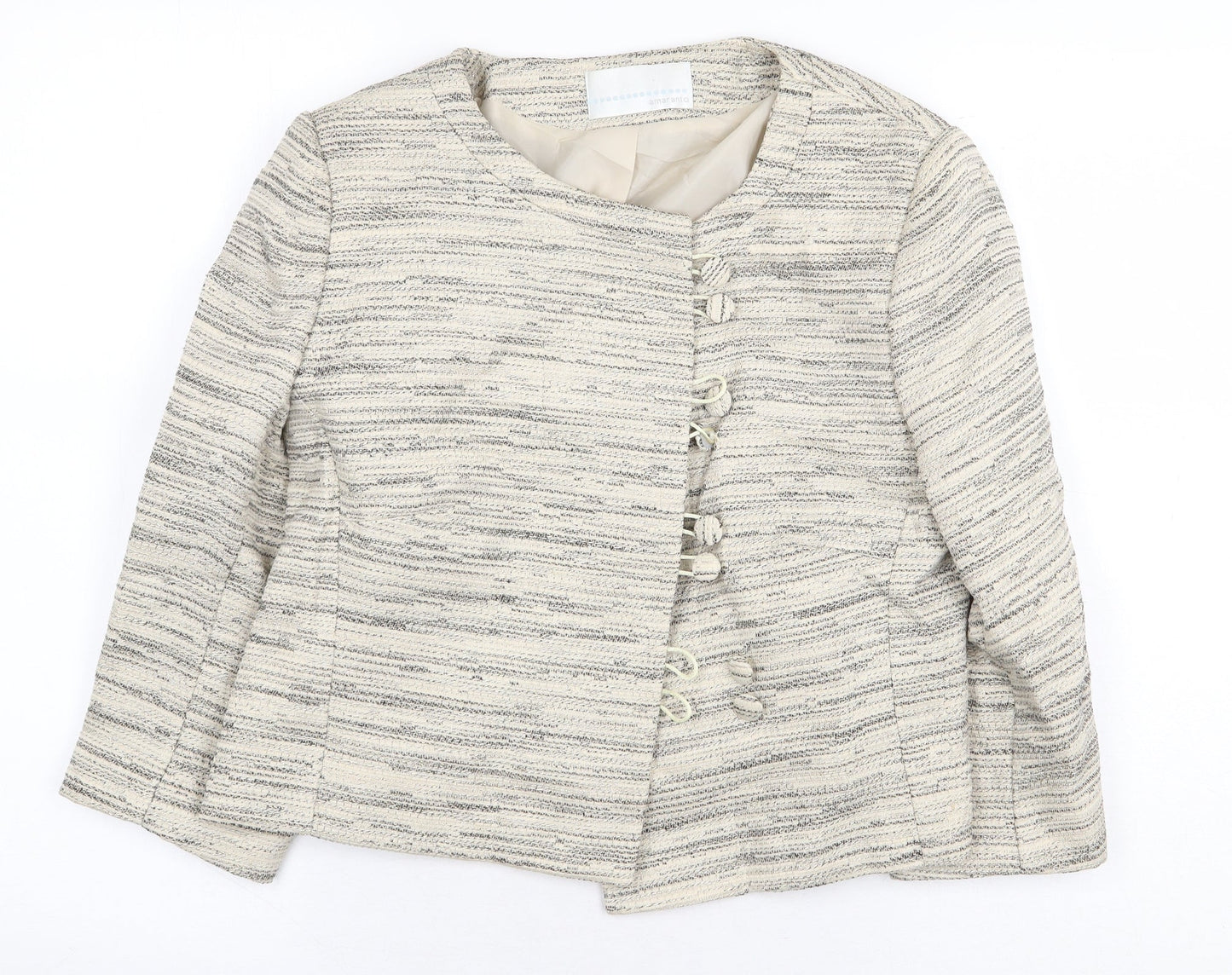 AMARANTO Womens Beige Jacket Size 14 Button