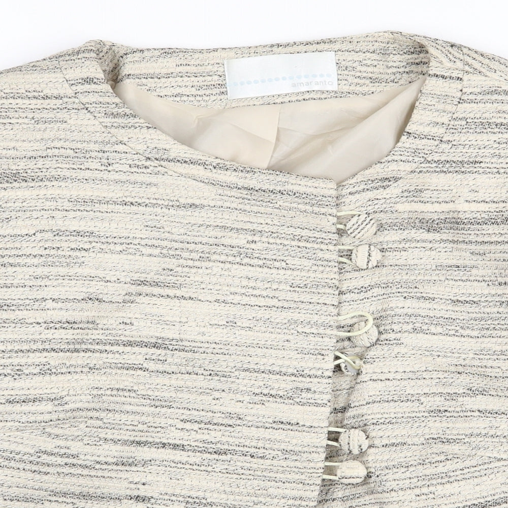 AMARANTO Womens Beige Jacket Size 14 Button