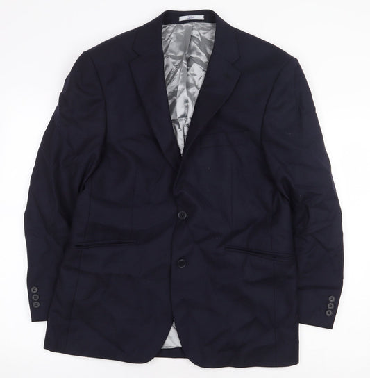 The Label Mens Blue Viscose Jacket Blazer Size 38