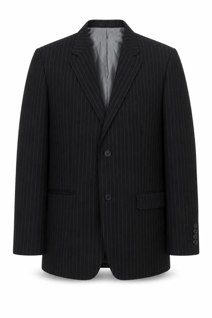 Avenue Mens Black Striped Polyester Jacket Blazer Size 42