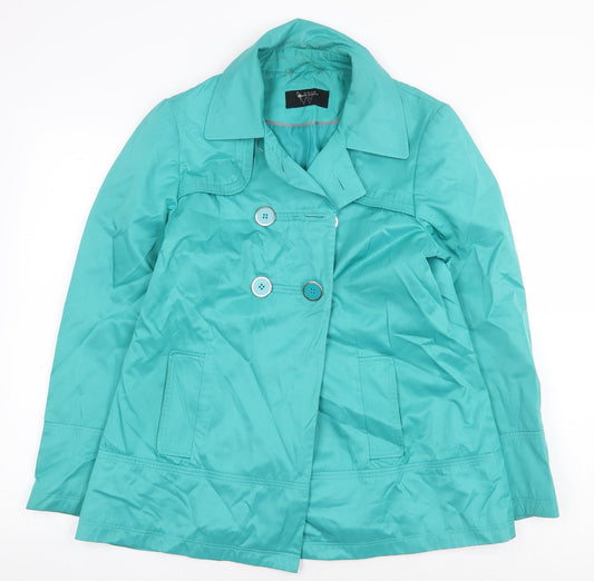 BHS Womens Green Pea Coat Coat Size 12 Button