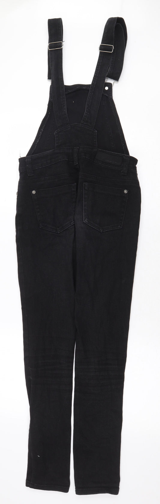 Liquor N Poker Womens Black Cotton Dungaree One-Piece Size 6 Buckle