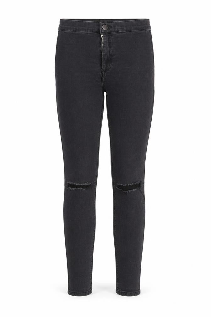 Topshop Womens Grey Cotton Straight Jeans Size 28 in Regular Zip