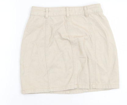 Preloved Pull Womens Beige Cotton Cargo Skirt Size S Zip - Front