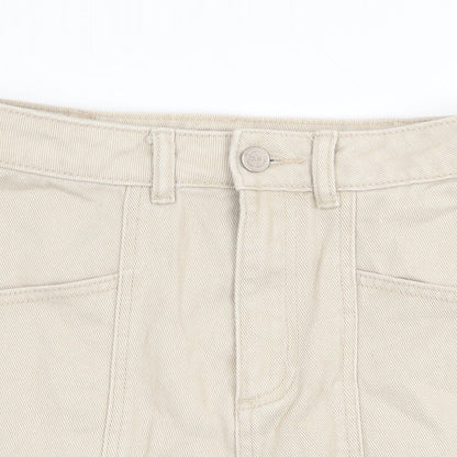 Preloved Pull Womens Beige Cotton Cargo Skirt Size S Zip - Back