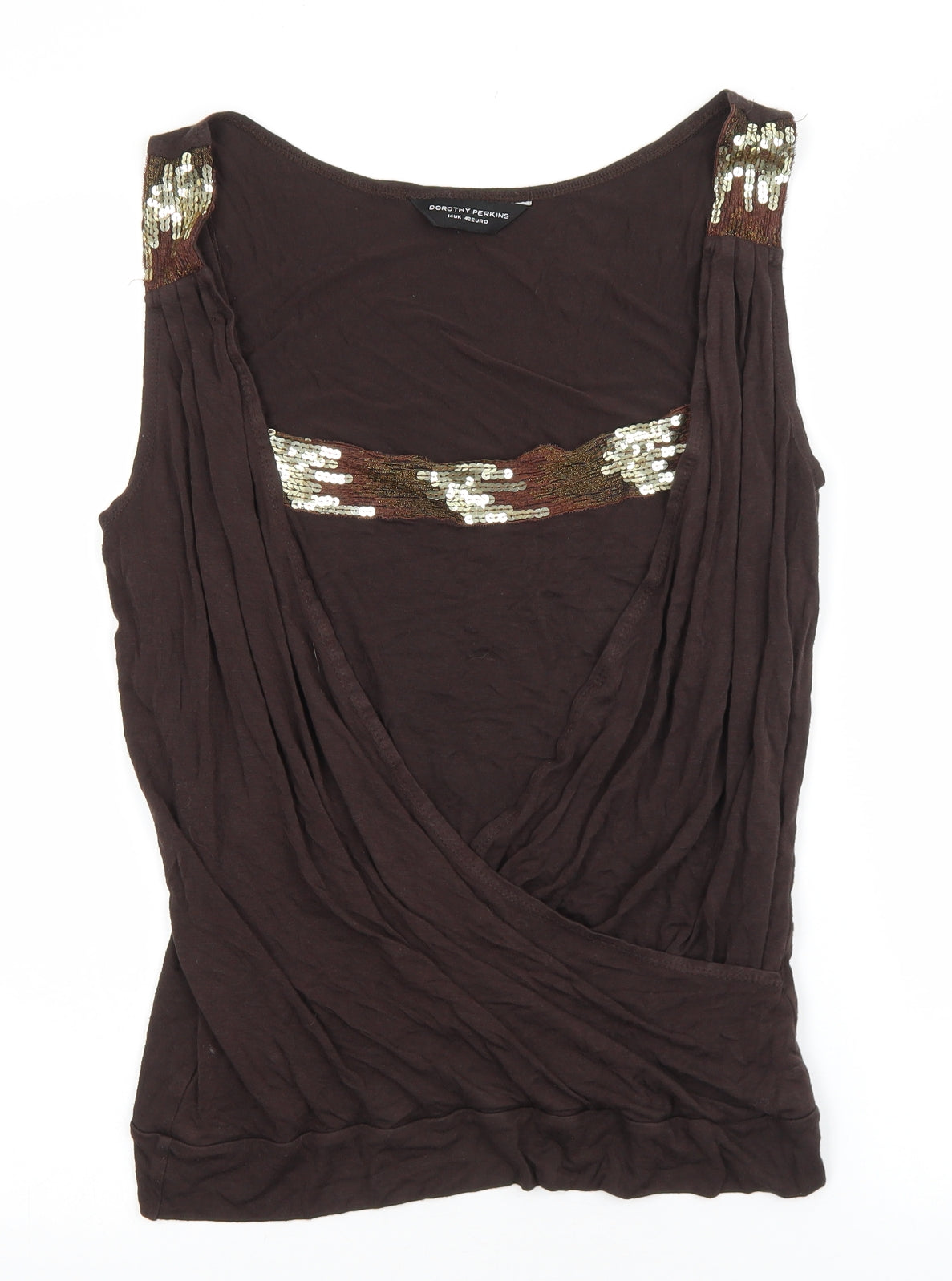 Dorothy Perkins Womens Brown Viscose Wrap Tank Size 14 V-Neck
