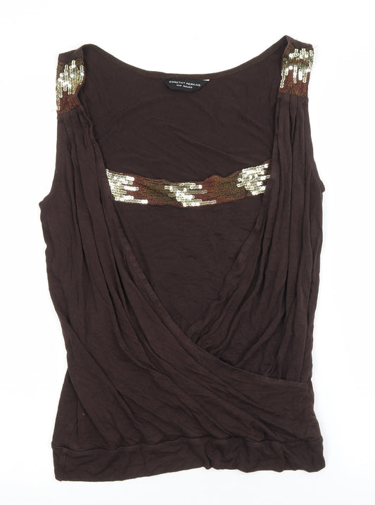 Dorothy Perkins Womens Brown Viscose Wrap Tank Size 14 V-Neck