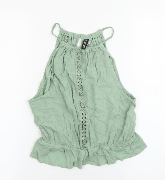 Divided Womens Green Viscose Basic Tank Size 6 Square Neck
