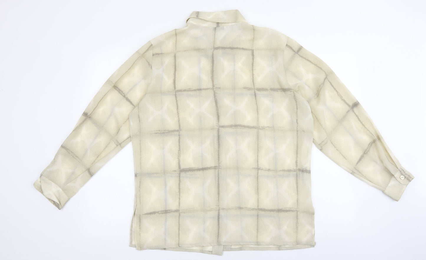 Marks and Spencer Womens Beige Geometric Polyester Basic Button-Up Size 16 Collared