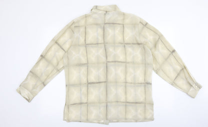Marks & Spencer Womens Beige Geometric Polyester Basic Button-Up Size 16 Collared