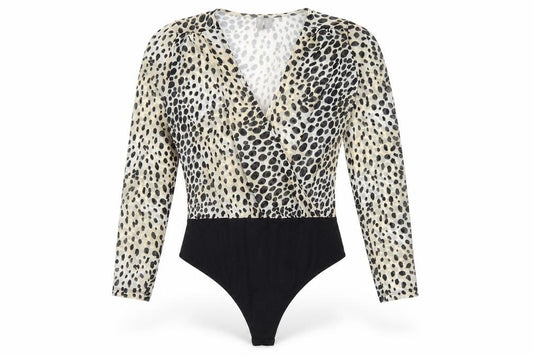 ASOS Womens Brown Animal Print Polyamide Bodysuit One-Piece Size 8 Snap