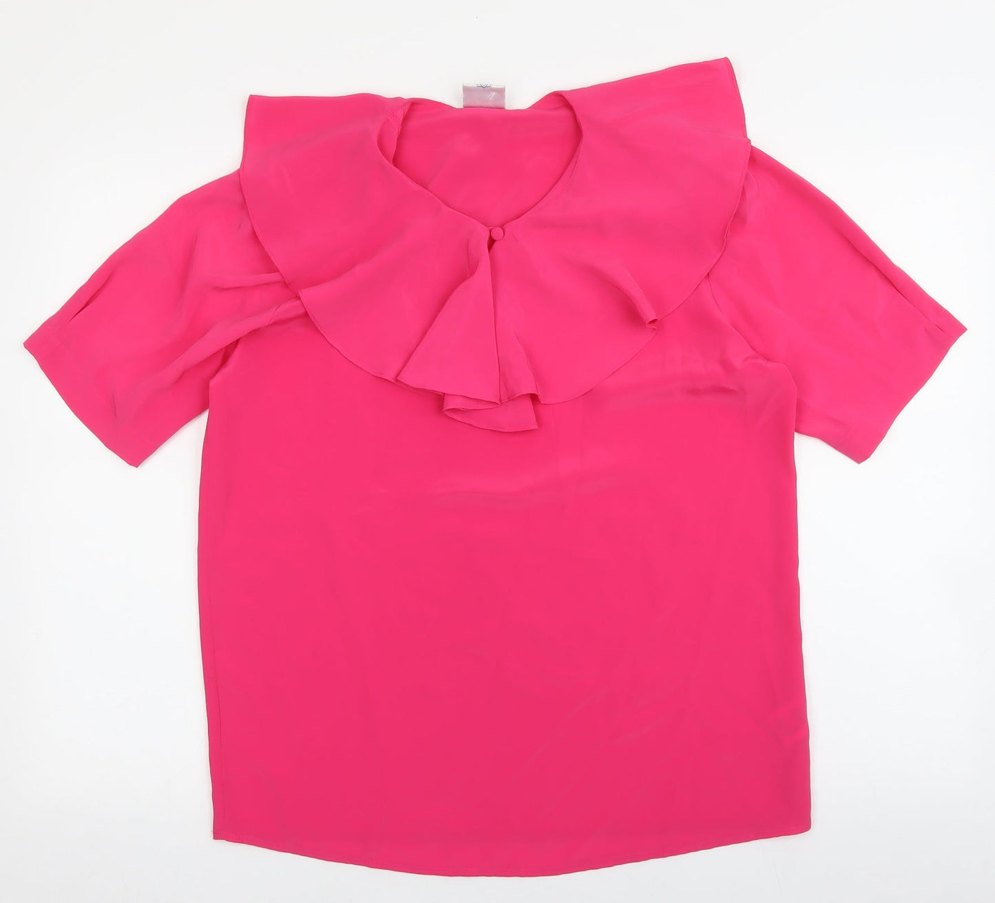 Essentials Womens Pink Polyester Basic Blouse Size 12 Round Neck