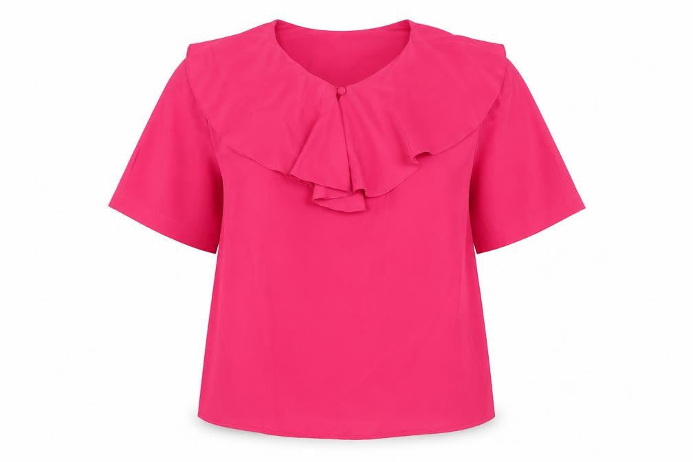Essentials Womens Pink Polyester Basic Blouse Size 12 Round Neck