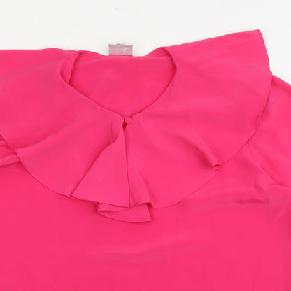 Essentials Womens Pink Polyester Basic Blouse Size 12 Round Neck