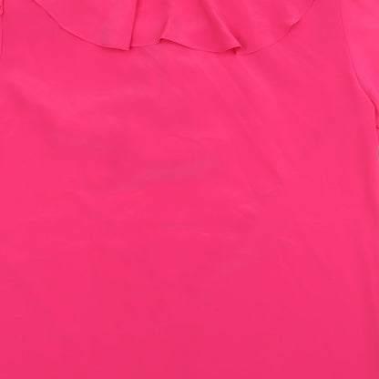 Essentials Womens Pink Polyester Basic Blouse Size 12 Round Neck
