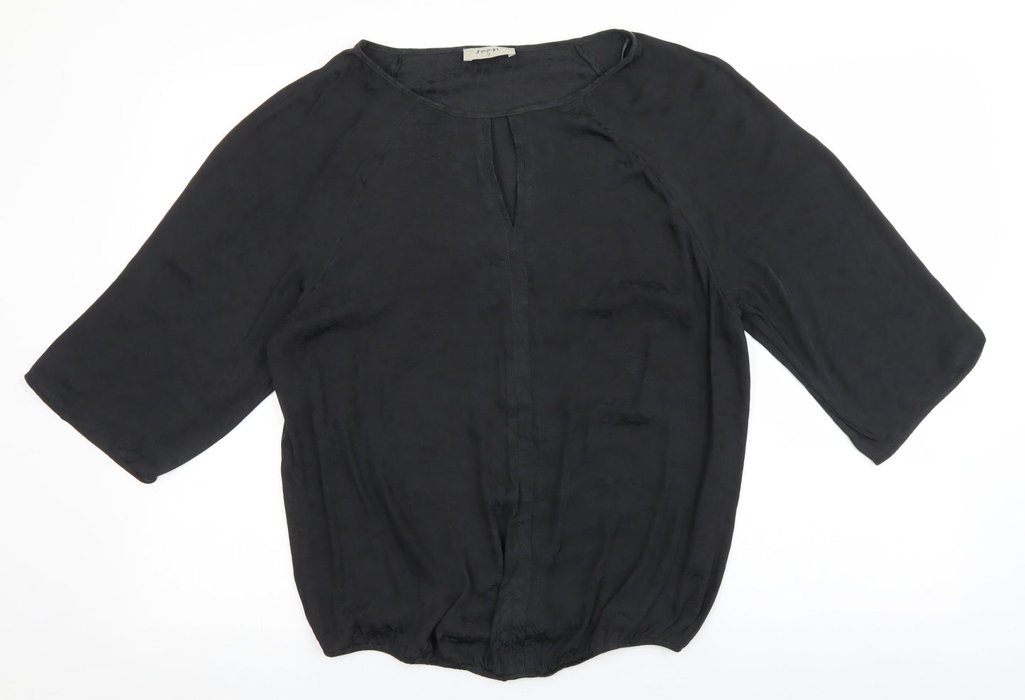 Soon Womens Black Polyester Basic Blouse Size 12 Boat Neck