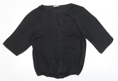 Soon Womens Black Polyester Basic Blouse Size 12 Boat Neck