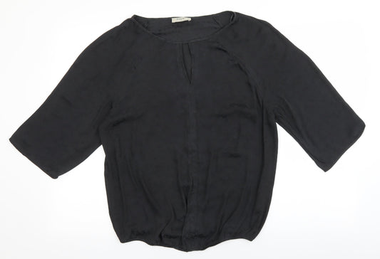 Soon Womens Black Polyester Basic Blouse Size 12 Boat Neck