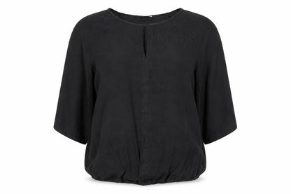 Soon Womens Black Polyester Basic Blouse Size 12 Boat Neck