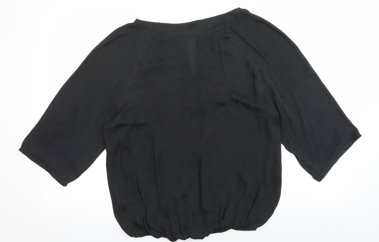 Soon Womens Black Polyester Basic Blouse Size 12 Boat Neck