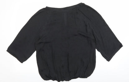 Soon Womens Black Polyester Basic Blouse Size 12 Boat Neck