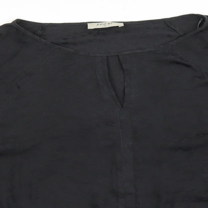 Soon Womens Black Polyester Basic Blouse Size 12 Boat Neck
