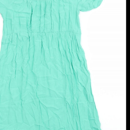 Primark Womens Green Viscose A-Line Size 8 Square Neck Pullover
