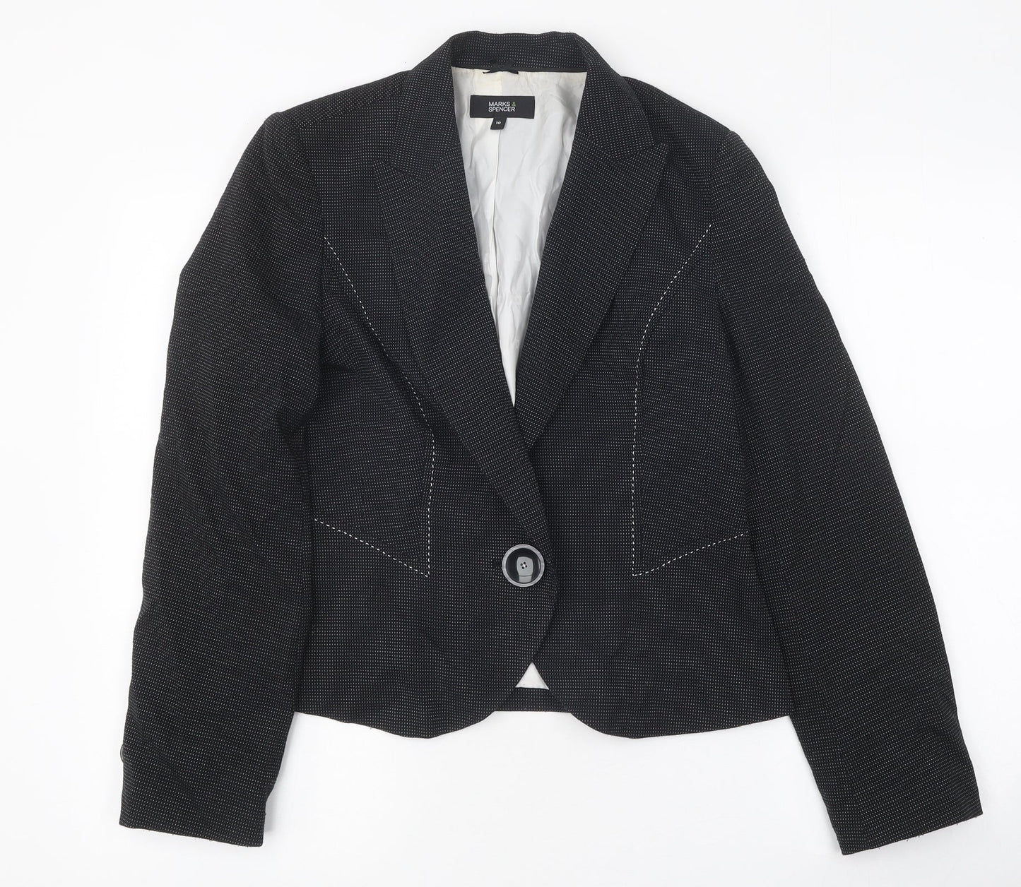 Marks and Spencer Womens Black Jacket Blazer Size 10 Button