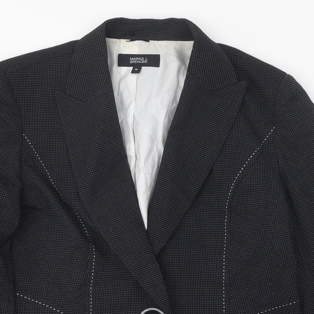 Marks and Spencer Womens Black Jacket Blazer Size 10 Button