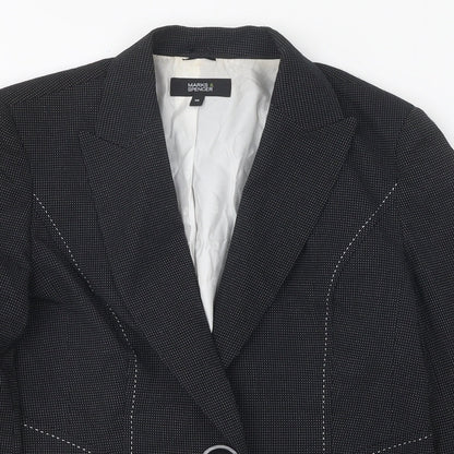 Marks & Spencer Womens Black Jacket Blazer Size 10 Button