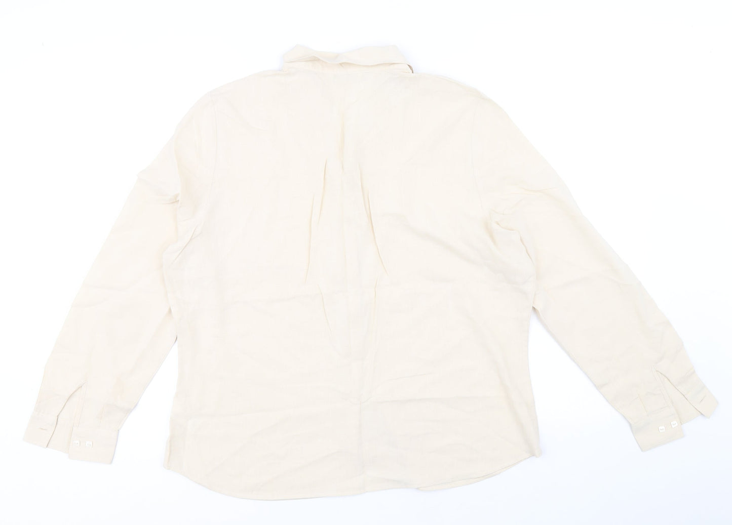 Marks and Spencer Womens Beige Viscose Basic Button-Up Size 16 V-Neck