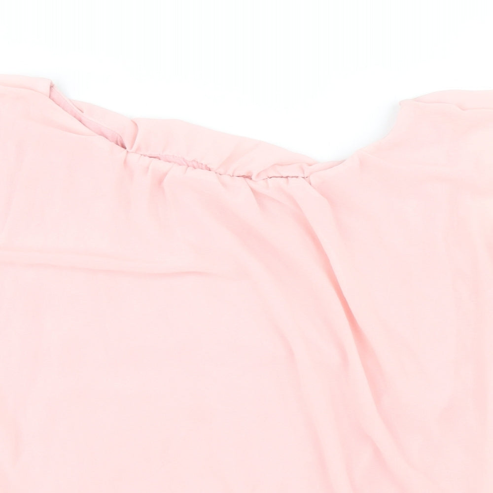 QED London Womens Pink Polyester Basic Blouse Size S Boat Neck