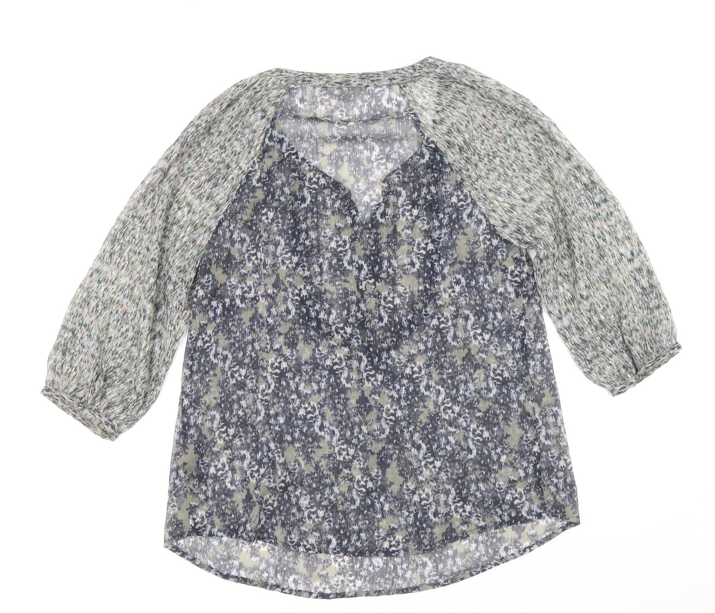 Marks and Spencer Womens Multicoloured Geometric Polyester Basic Blouse Size 10 V-Neck