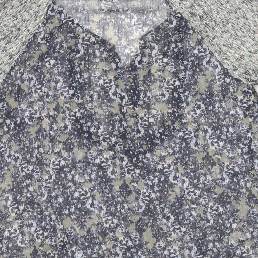 Marks and Spencer Womens Multicoloured Geometric Polyester Basic Blouse Size 10 V-Neck