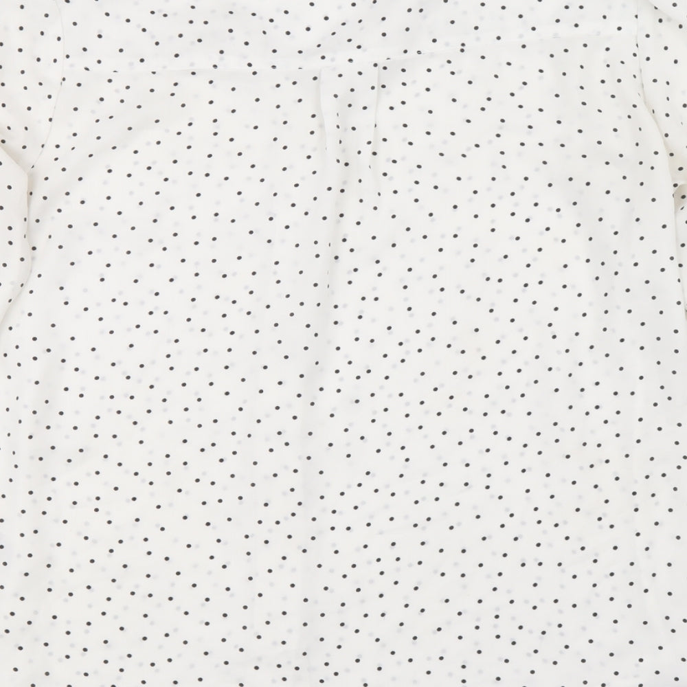H&M Womens White Polka Dot Polyester Basic Button-Up Size 6 Collared
