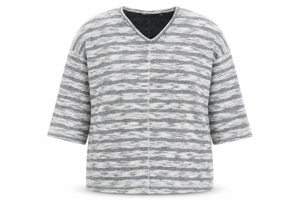 EWM Womens Grey Striped Cotton Pullover Sweatshirt Size L Pullover