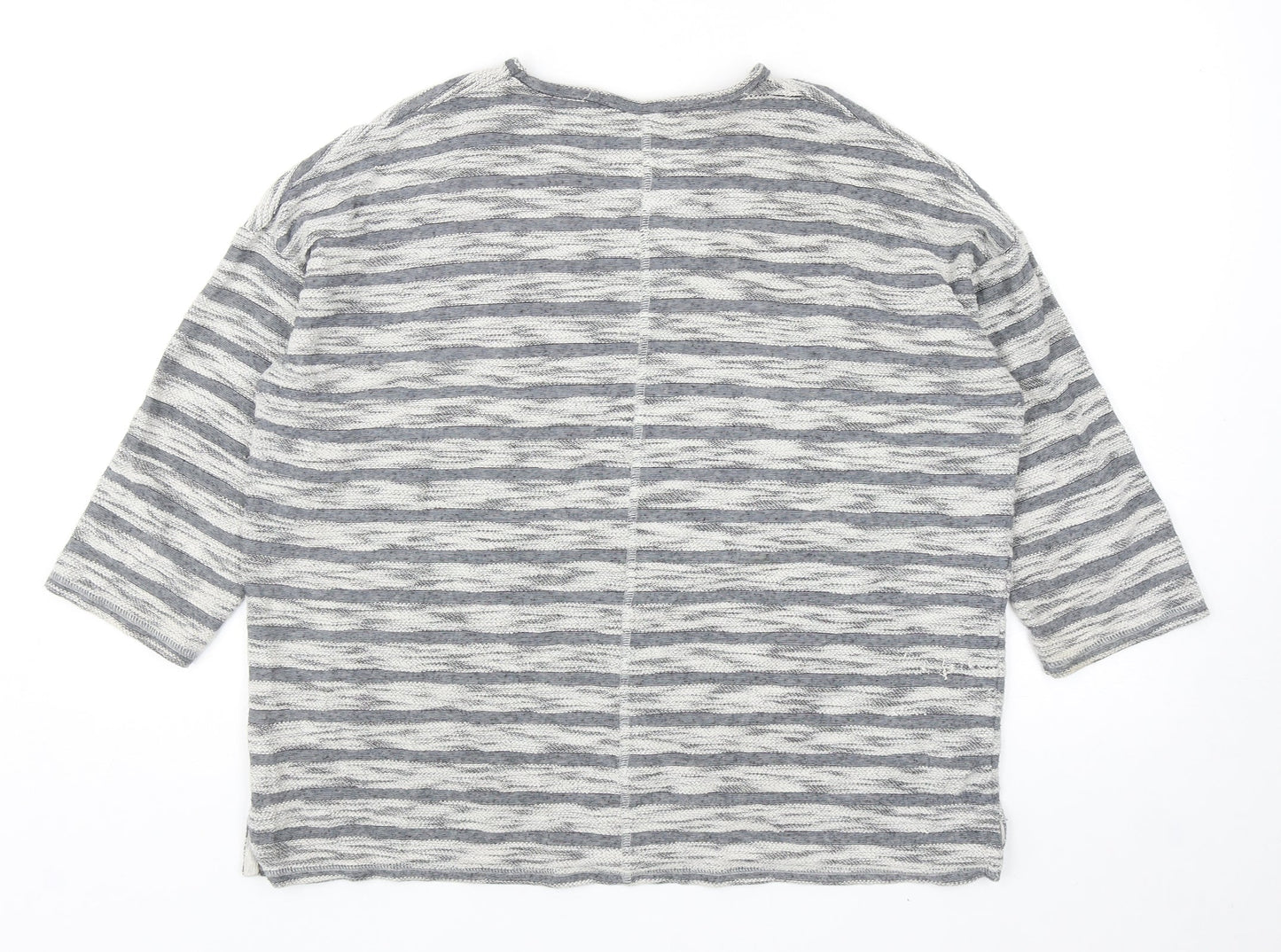EWM Womens Grey Striped Cotton Pullover Sweatshirt Size L Pullover