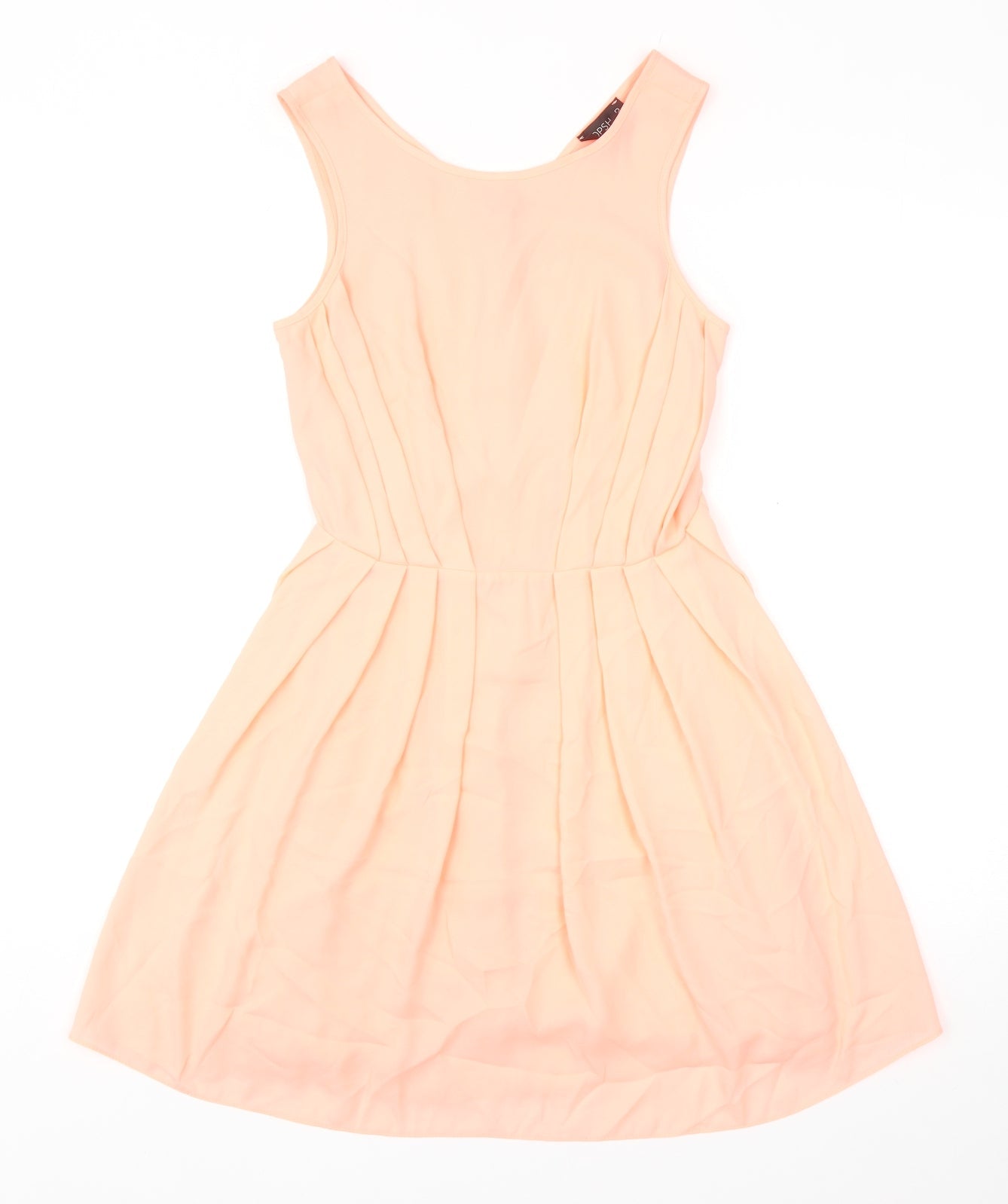 Topshop Womens Pink Polyester Fit & Flare Size 8 Boat Neck Zip