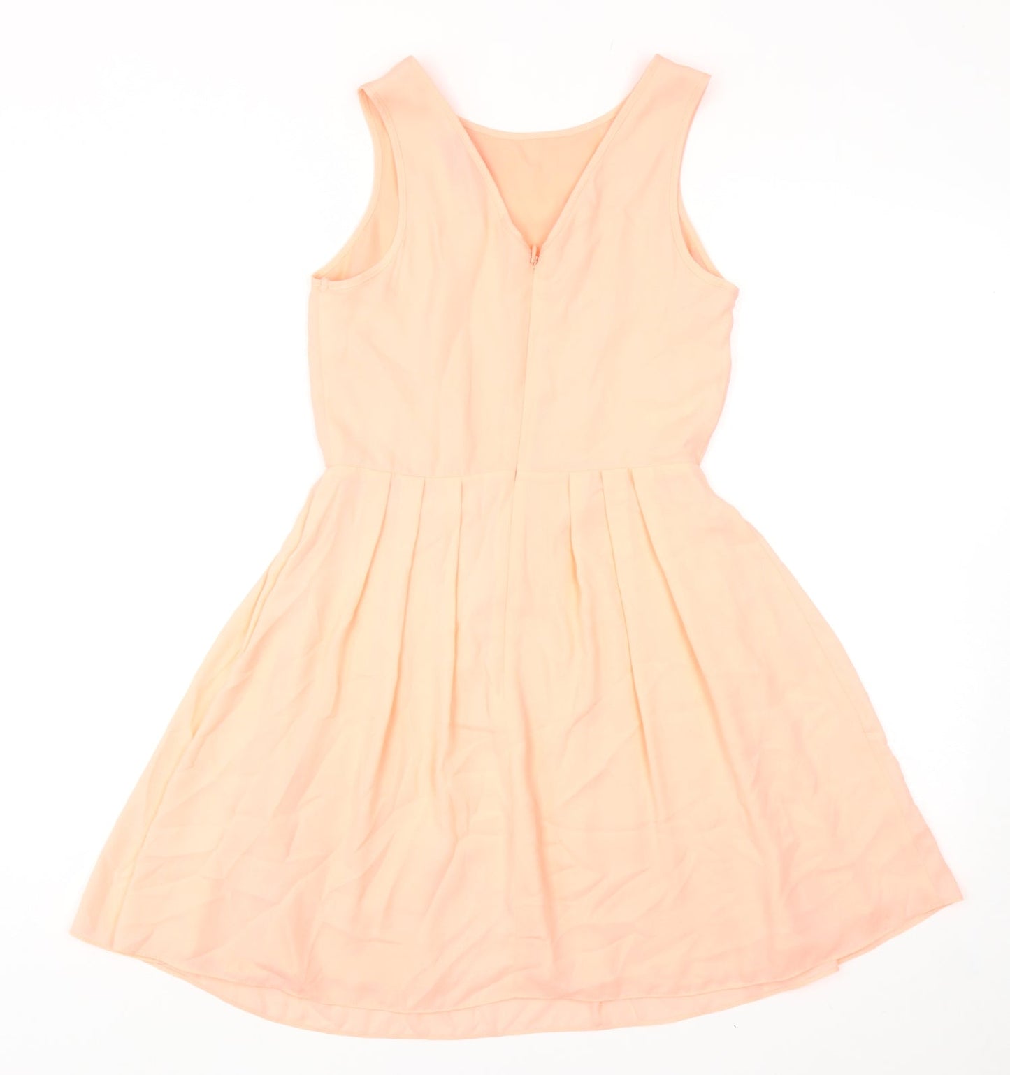 Topshop Womens Pink Polyester Fit & Flare Size 8 Boat Neck Zip