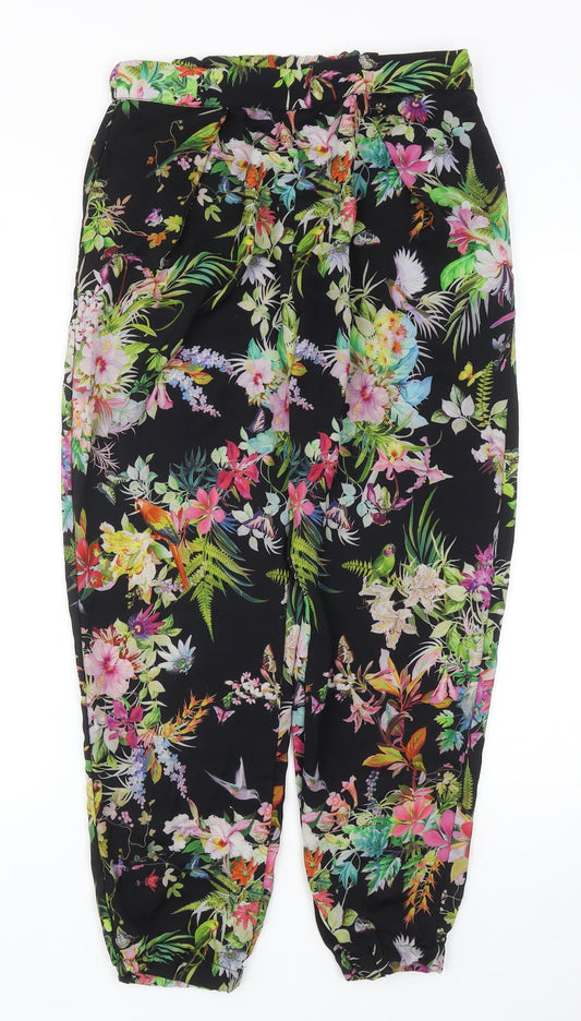 Zara Womens Multicoloured Geometric Polyester Bloomer Trousers Size M Regular