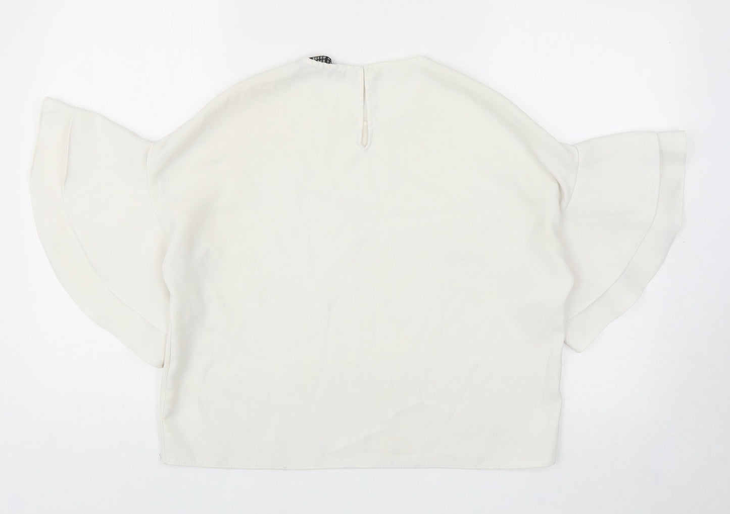 Zara Womens White Polyester Basic Blouse Size S Round Neck