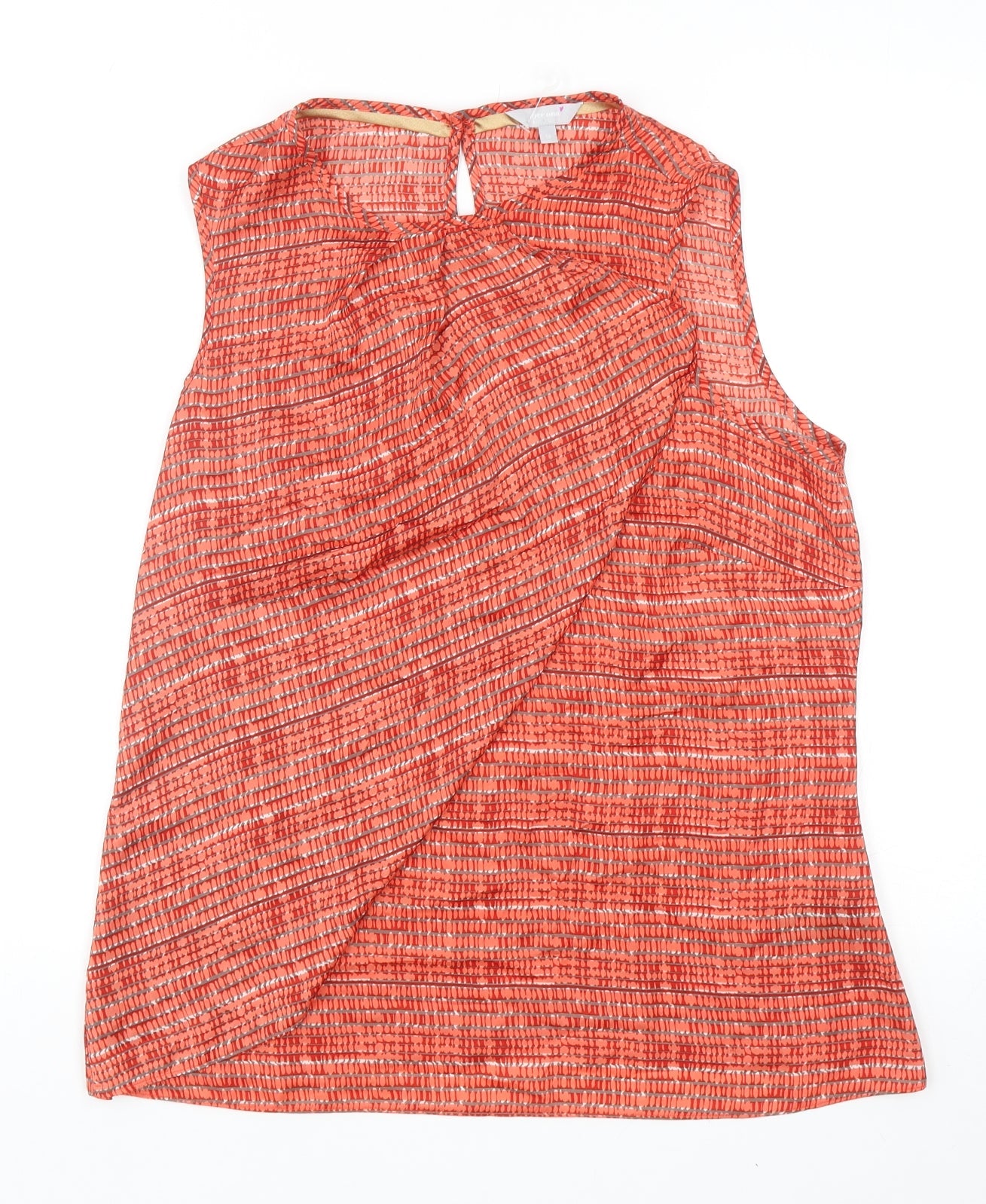 Per Una Womens Red Geometric Polyester Basic Tank Size 14 Round Neck