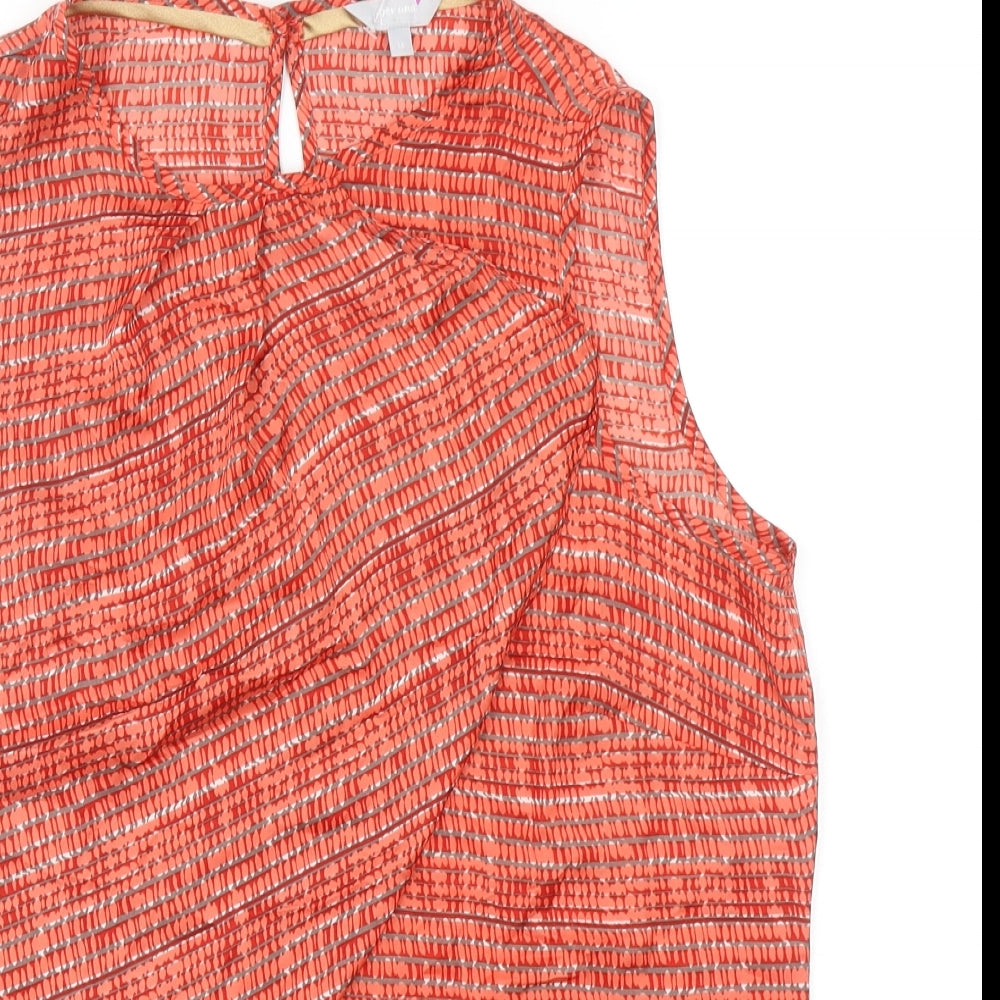 Per Una Womens Red Geometric Polyester Basic Tank Size 14 Round Neck